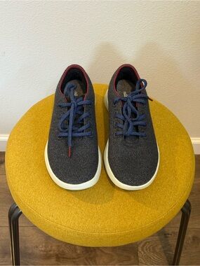 allbirds Wool Sneakers - Charcoal with Navy and Burgundy Trim